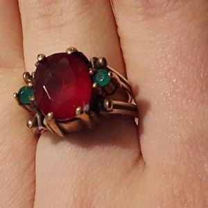 Genuine Ruby and Emerald Reversable Ring